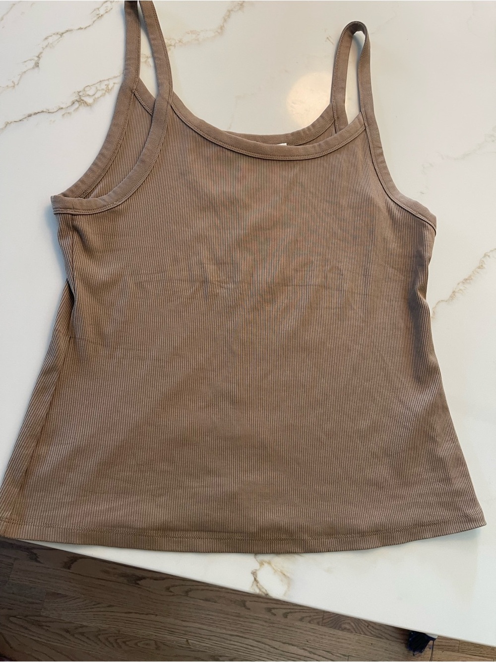 Vince Ribbed Tank Top in Taupe Brown